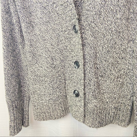 Eddie Bauer• classic black gray wool button closure cardigan sweater small - Picture 4 of 7
